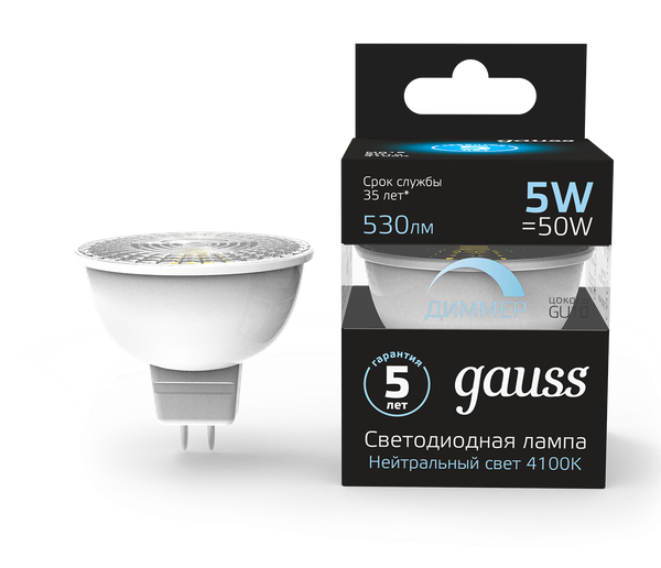 Изображение товара Лампа Gauss GU10-dim 5W 4100K / 101506205-D