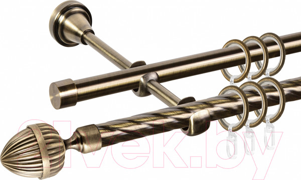 Изображение товара Карниз для штор АС ФОРОС Grace D16K/16Г + наконечники Милано (1.6м, антик)