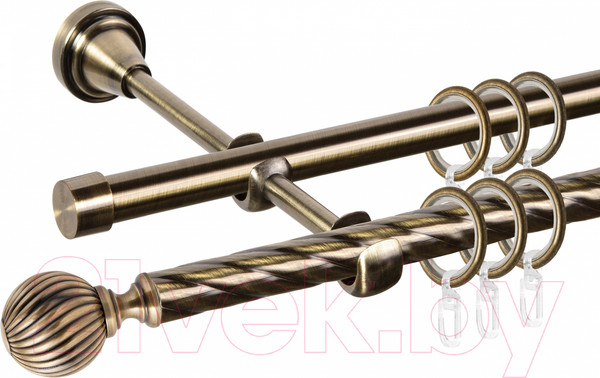Изображение товара Карниз для штор АС ФОРОС Grace D16K/16Г + наконечники Орион (1.6м, антик)
