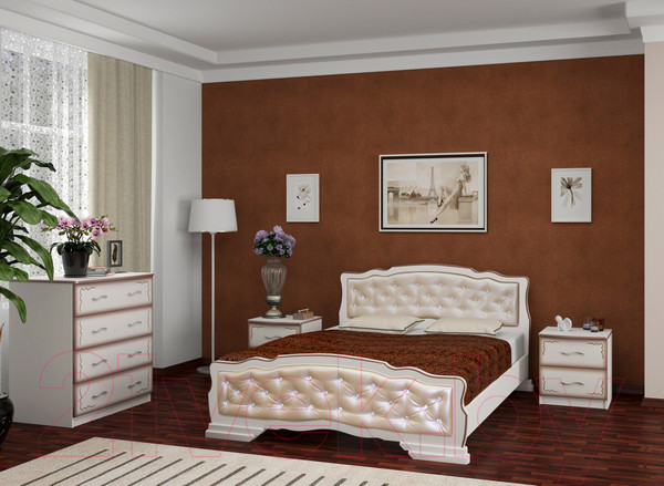 Изображение товара Полуторная кровать Bravo Мебель Карина-10 140х200 (белый античный)