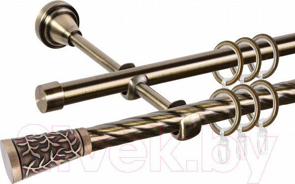 Изображение товара Карниз для штор АС ФОРОС Grace D16K/16Г + наконечники Севилья (1.8м, антик)