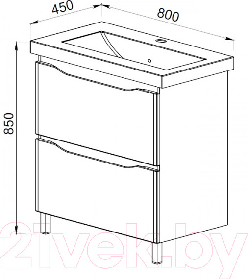 Изображение товара Тумба под умывальник АВН Латтэ 80 / 41.37 (1)