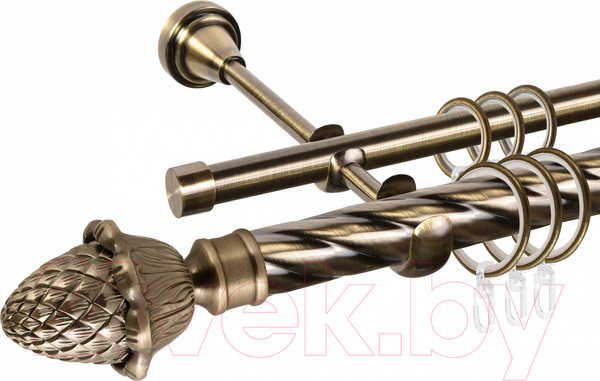 Изображение товара Карниз для штор АС ФОРОС Grace D16K/16Г + наконечники Магнолия (2м, антик)