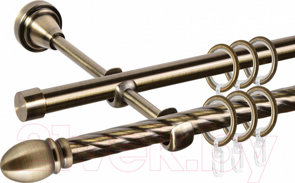 Изображение товара Карниз для штор АС ФОРОС Grace D16K/16Г + наконечники Белуно (2.4м, антик)