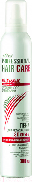 Изображение товара Пенка для укладки волос Belita Hair Care 3D Объём суперсильной фиксации (300мл)