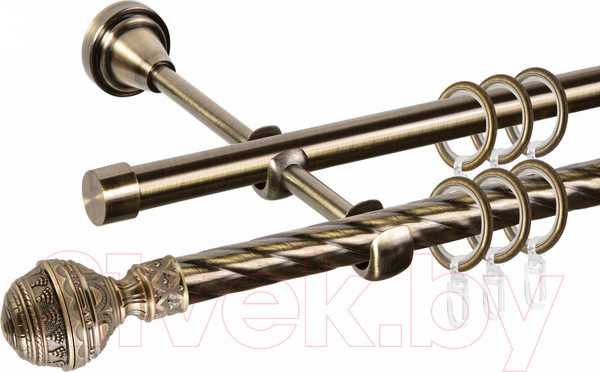 Изображение товара Карниз для штор АС ФОРОС Grace D16K/16Г + наконечники Ампир (3м, антик)