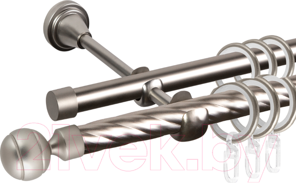 Изображение товара Карниз для штор АС ФОРОС Grace D16K/16Г + наконечники Шар рифленый (1.4м, сатин)