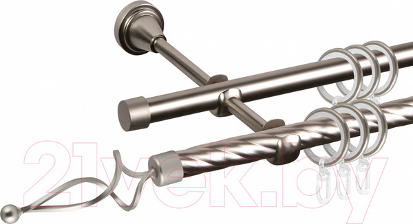 Изображение товара Карниз для штор АС ФОРОС Grace D16K/16Г + наконечники Волна (1.6м, сатин)