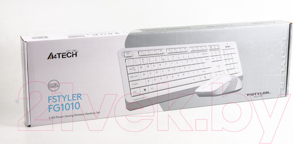 Изображение товара Комплект клавиатура и мышь A4Tech Wireless Desktop Fstyler FG1010 (белый)