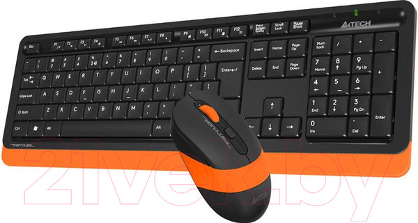 Изображение товара Комплект клавиатура и мышь A4Tech Wireless Desktop Fstyler FG1010 (черный/оранжевый)