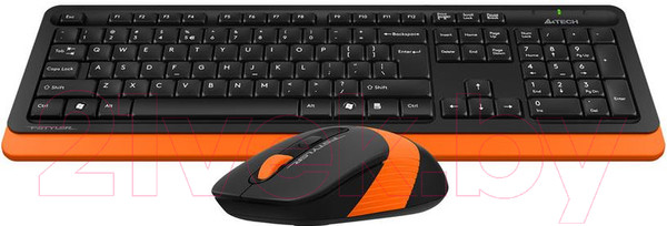Изображение товара Комплект клавиатура и мышь A4Tech Wireless Desktop Fstyler FG1010 (черный/оранжевый)