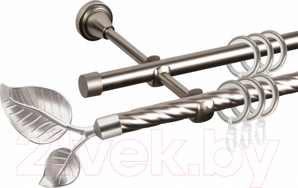 Изображение товара Карниз для штор АС ФОРОС Grace D16K/16Г + наконечники Лист большой (1.8м, сатин)