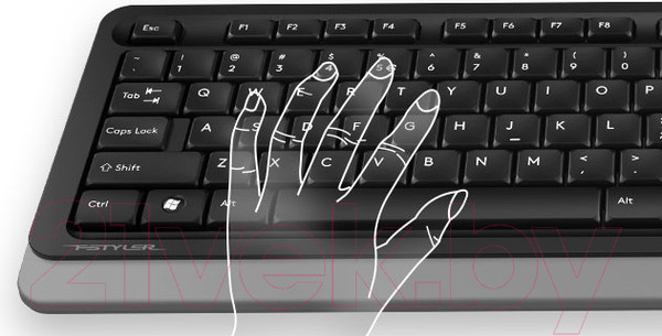 Изображение товара Комплект клавиатура и мышь A4Tech Wireless Desktop Fstyler FG1010 (черный/серый)