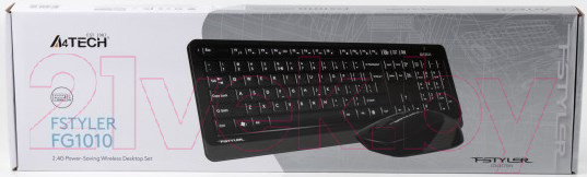 Изображение товара Комплект клавиатура и мышь A4Tech Wireless Desktop Fstyler FG1010 (черный/серый)