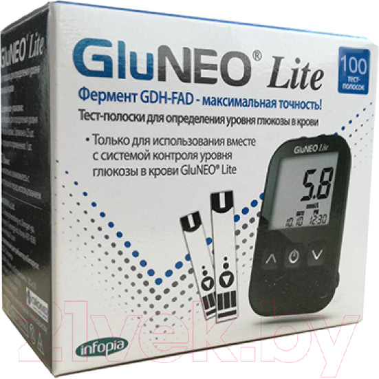 Изображение товара Тест-полоски для глюкометра Infopia GluNEO Lite (100шт)