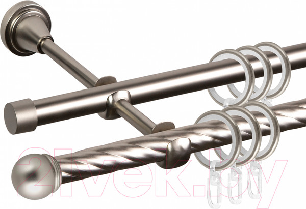 Изображение товара Карниз для штор АС ФОРОС Grace D16K/16Г + наконечники Сфера (2м, сатин)