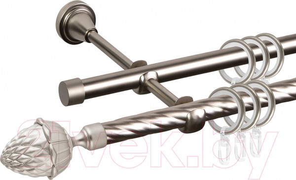 Изображение товара Карниз для штор АС ФОРОС Grace D16K/16Г + наконечники Шишка (2.4м, сатин)
