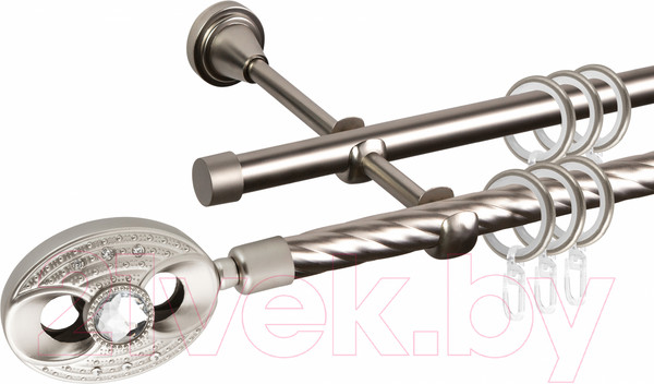 Изображение товара Карниз для штор АС ФОРОС Grace D16K/16Г + наконечники Игнацио (2.4м, сатин)