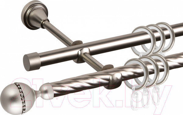 Изображение товара Карниз для штор АС ФОРОС Grace D16K/16Г + наконечники Кортеза (2.4м, сатин)