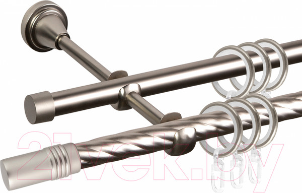 Изображение товара Карниз для штор АС ФОРОС Grace D16K/16Г + наконечники Цилиндр (3м, сатин)
