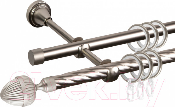 Изображение товара Карниз для штор АС ФОРОС Grace D16K/16Г составной + наконечники Милано (3м, сатин)