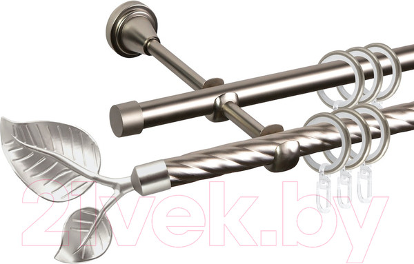 Изображение товара Карниз для штор АС ФОРОС Grace D16K/16Г составной + наконечники Лист большой (3м, сатин)