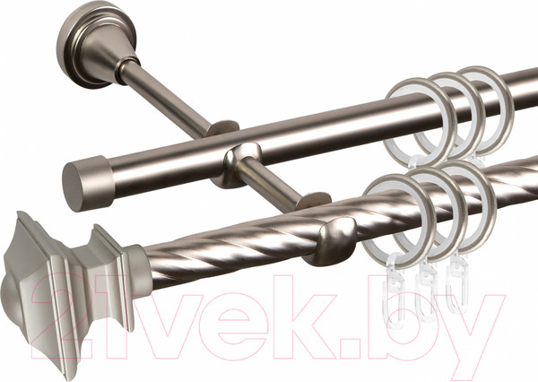 Изображение товара Карниз для штор АС ФОРОС Grace D16K/16Г составной + наконечники Верди (3м, сатин)