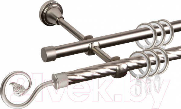 Изображение товара Карниз для штор АС ФОРОС Grace D16K/16Г + наконечники Завиток одинарный (3м, сатин)