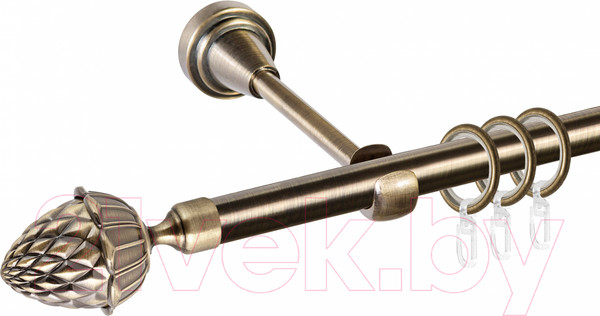 Изображение товара Карниз для штор АС ФОРОС Grace D16Г составной + наконечники Шишка (3м, антик)