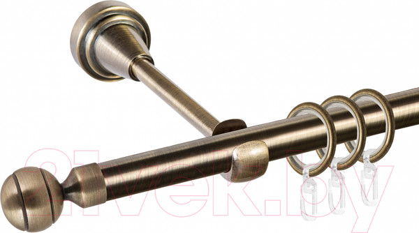 Изображение товара Карниз для штор АС ФОРОС Grace D16Г составной + наконечники Шар рифленый (3м, антик)