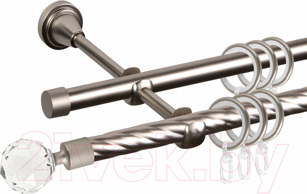 Изображение товара Карниз для штор АС ФОРОС Grace D16K/16Г + наконечники Кристалл (3м, сатин)