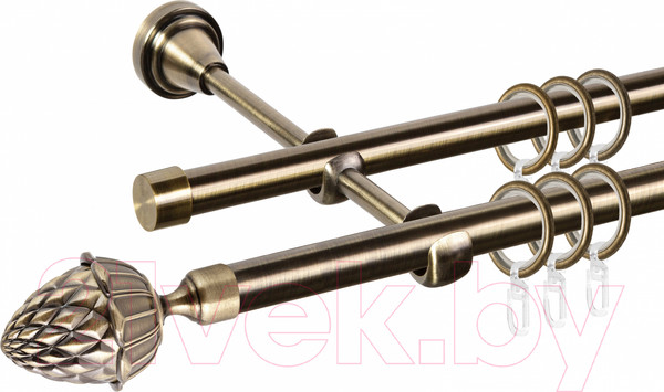Изображение товара Карниз для штор АС ФОРОС Grace D16Г/16Г составной + наконечники Шишка (3м, антик)