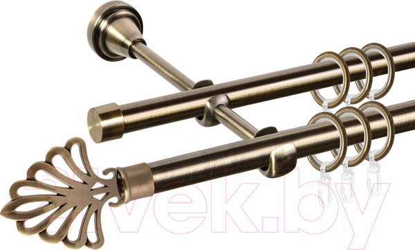Изображение товара Карниз для штор АС ФОРОС Grace D16Г/16Г составной + наконечники Веер (3м, антик)