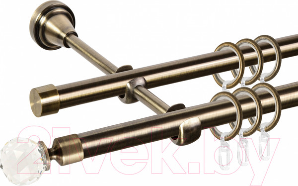 Изображение товара Карниз для штор АС ФОРОС Grace D16Г/16Г составной + наконечники Кристалл (3м, антик)