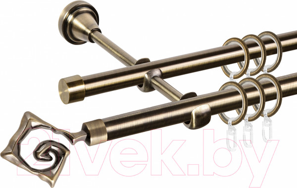 Изображение товара Карниз для штор АС ФОРОС Grace D16Г/16Г составной + наконечники Лабиринт (3м, антик)