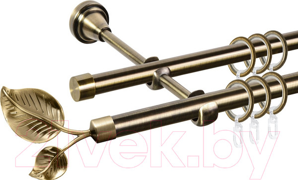 Изображение товара Карниз для штор АС ФОРОС Grace D16Г/16Г составной + наконечники Лист большой (3м, антик)