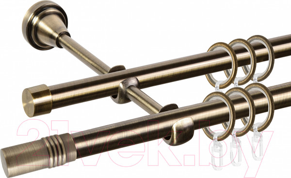 Изображение товара Карниз для штор АС ФОРОС Grace D16Г/16Г составной + наконечники Цилиндр (3м, антик)