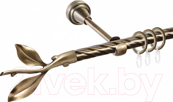 Изображение товара Карниз для штор АС ФОРОС Grace D16K составной + наконечники Лист ветка (3м, антик)