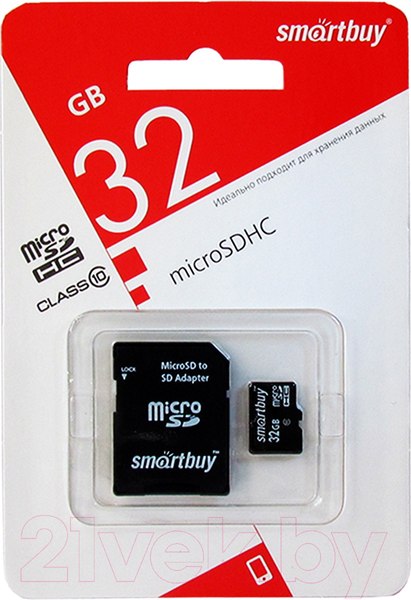 Изображение товара Карта памяти SmartBuy MicroSDHC Class 10 32GB (SB32GBSDCL10-01)