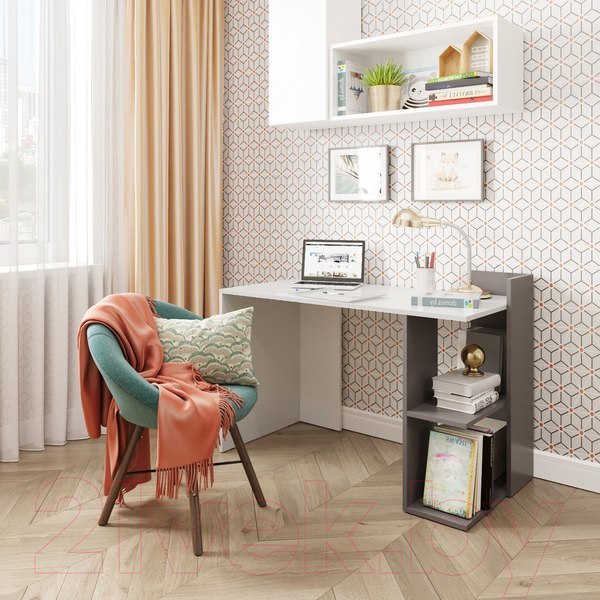 Изображение товара Письменный стол Domus СП017 11.017R.01.92 / dms-sp017R-8685-162PE (правый, белый/серый)