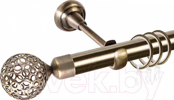Изображение товара Карниз для штор АС ФОРОС Grace D25Г + наконечники Метеор (1.4м, антик)