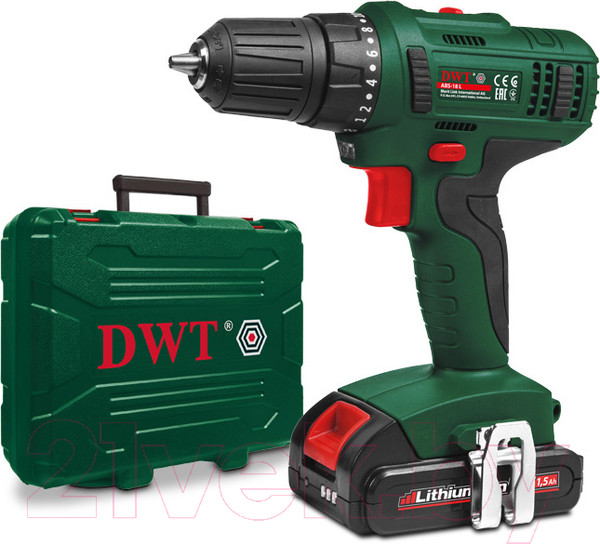 Изображение товара Аккумуляторная дрель-шуруповерт DWT ABS-18 L-2 BMC (7640159747635)