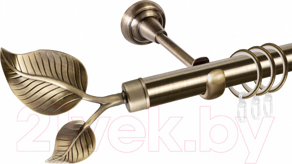 Изображение товара Карниз для штор АС ФОРОС Grace D25Г + наконечники Лист большой (2м, антик)