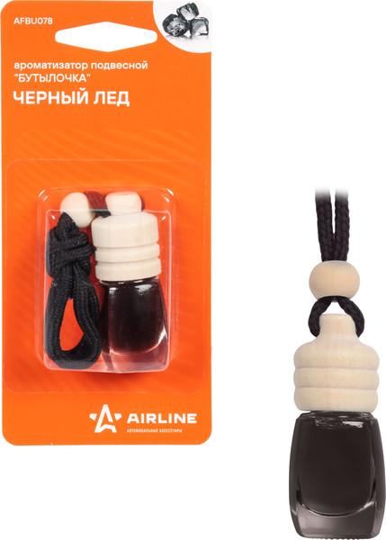 Изображение товара Ароматизатор автомобильный Airline Бутылочка AFBU078 (черный лед)