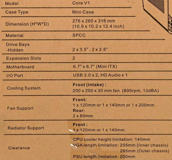 Изображение товара Корпус для компьютера Thermaltake Core V1 / CA-1B8-00S (черный)