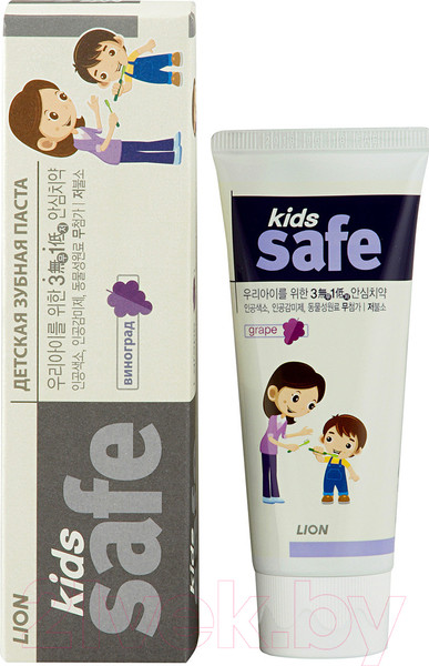 Изображение товара Зубная паста Lion Kids Safe со вкусом винограда от 3-х до 12 лет (90г)