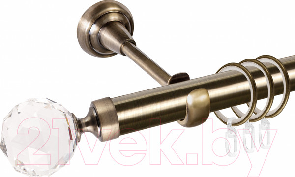 Изображение товара Карниз для штор АС ФОРОС Grace D25Г + наконечники Кристалл (3м, антик)