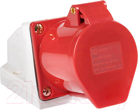 Изображение товара Розетка силовая EKF PROxima 114 3Р+РЕ 16А 380В IP44 / PS-114-16-380