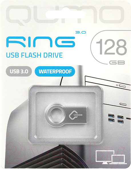 Изображение товара USB flash накопитель Qumo Ring 128GB 3.0 / QM128GUD3-Ring