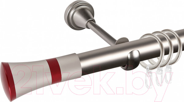 Изображение товара Карниз для штор АС ФОРОС Grace D25Г + наконечники Люксор красный (2.4м, сатин)